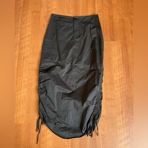 Black cargo midi skirt